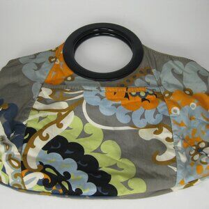 J. Crew Handbag Colorful Floral Retro Boho Bag Purse Cotton Round Handle